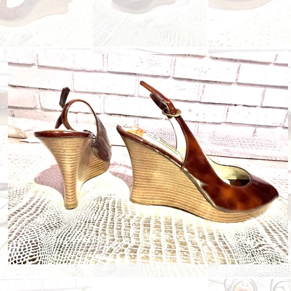 Steve Madden Abbaa Tortoise Shell Peep Toe Wedges - Picture 11 of 14